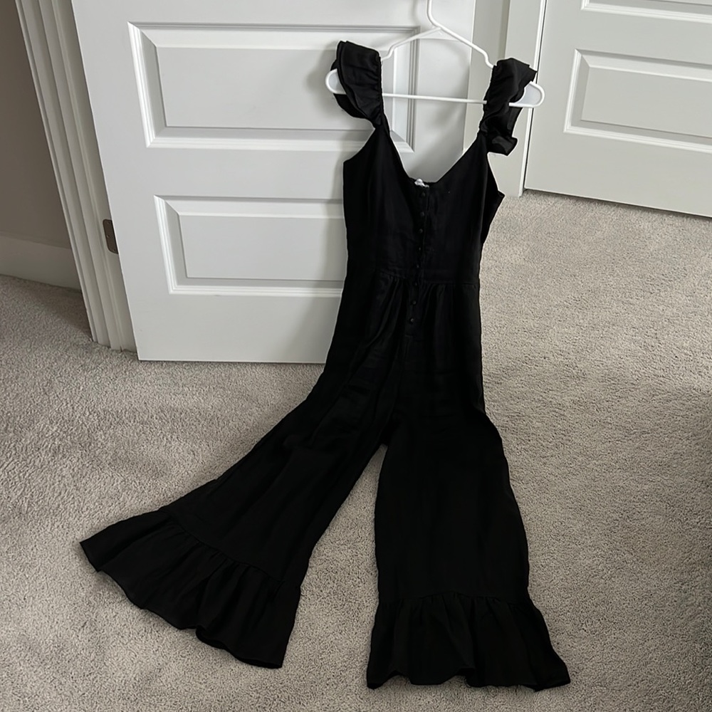 Olivaceous Black Linen Romper